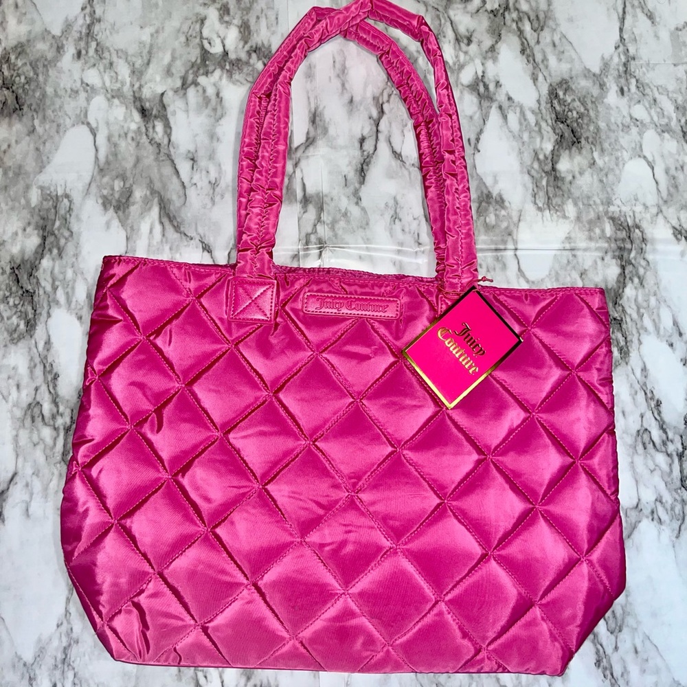 Juicy Couture Vibrant Pink Large Puffy Tote Bag